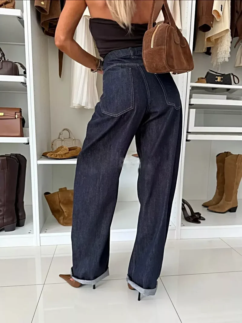 Stijlvolle blazer en jeansset met enkele rij knopen - 65% katoen, geen stretch, tweedelig ensemble