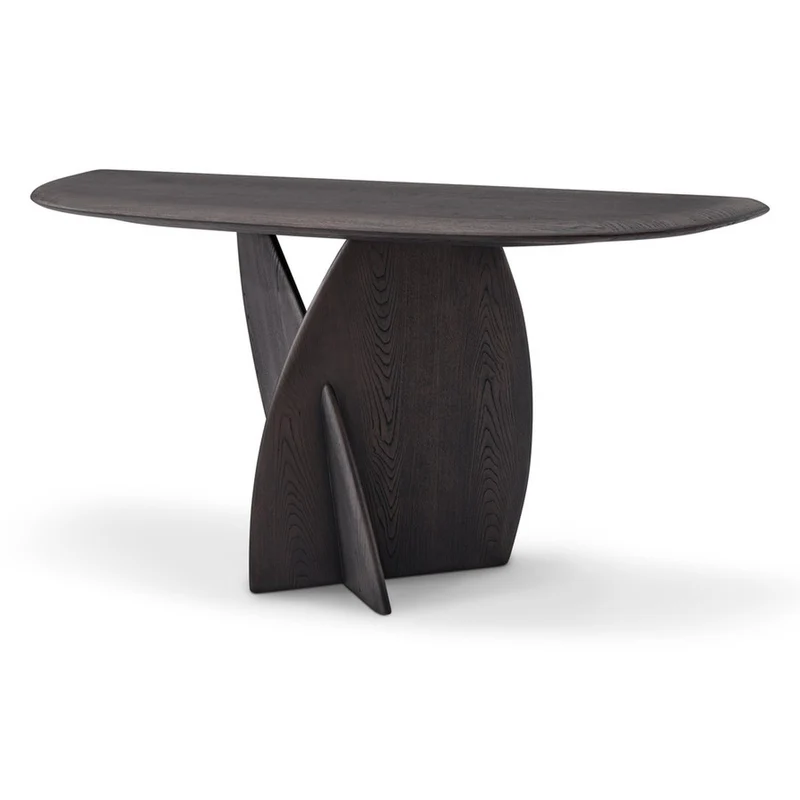 Casa Padrino Luxus Konsolentisch Dunkelgrau / Grau 160 x 42 x H. 76 cm - Konsolentisch mit Ulmenfurnier - Moderne Flur Möbel - Luxus Qualität