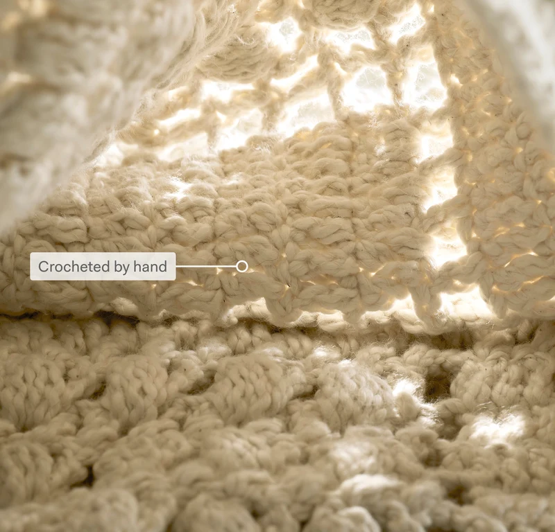 Summer Crochet Throw Blanket - Natural