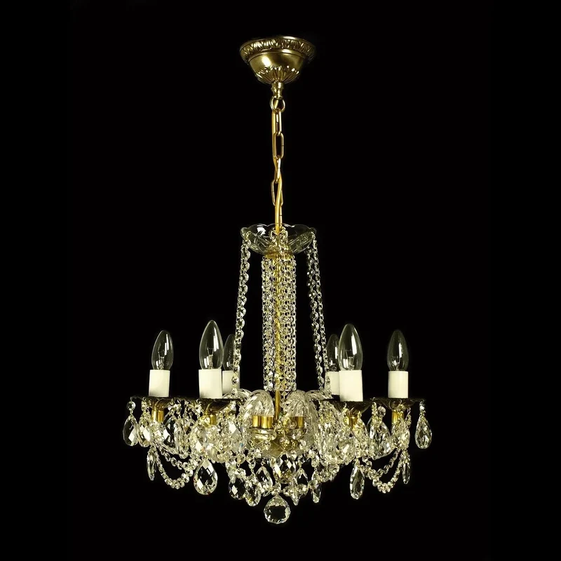 Casa Padrino Luxus Barock Kristall Kronleuchter Gold Ø 55 x H. 50 cm - Prunkvolle Messing Kronleuchter mit böhmischem Kristallglas - Barock Möbel - Edel & Prunkvoll
