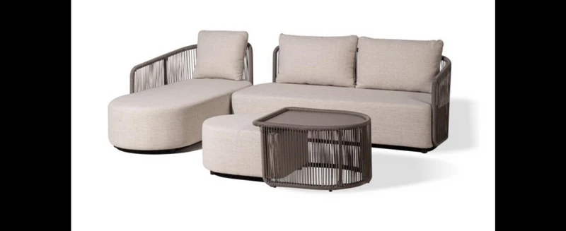 Casa Padrino Luxus Garten Lounge Set Beige / Braun 5-teilig 187 x 86 x H. 74 cm - Wetterfest und hochwertig verarbeitet - Moderne Garten Möbel - Luxus Qualität