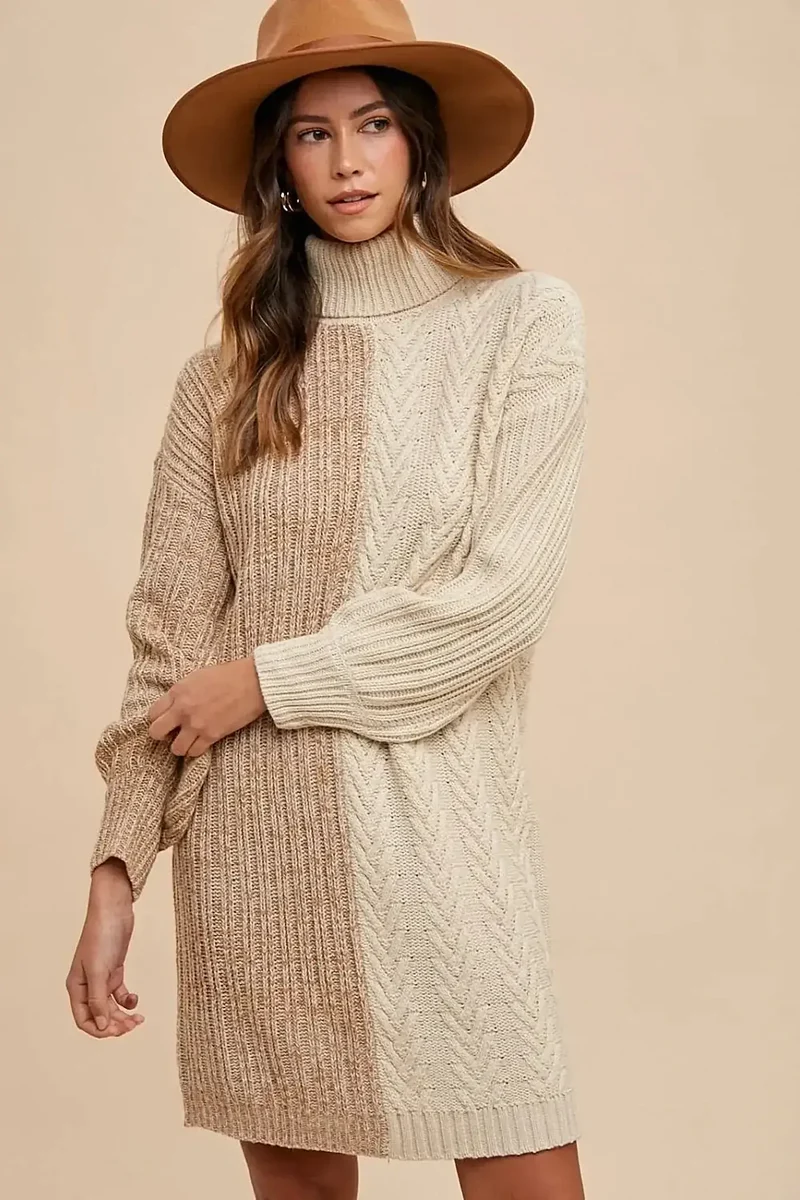 Annie Wear Color Block Ribtrui met col en comfortabele stretchpasvorm