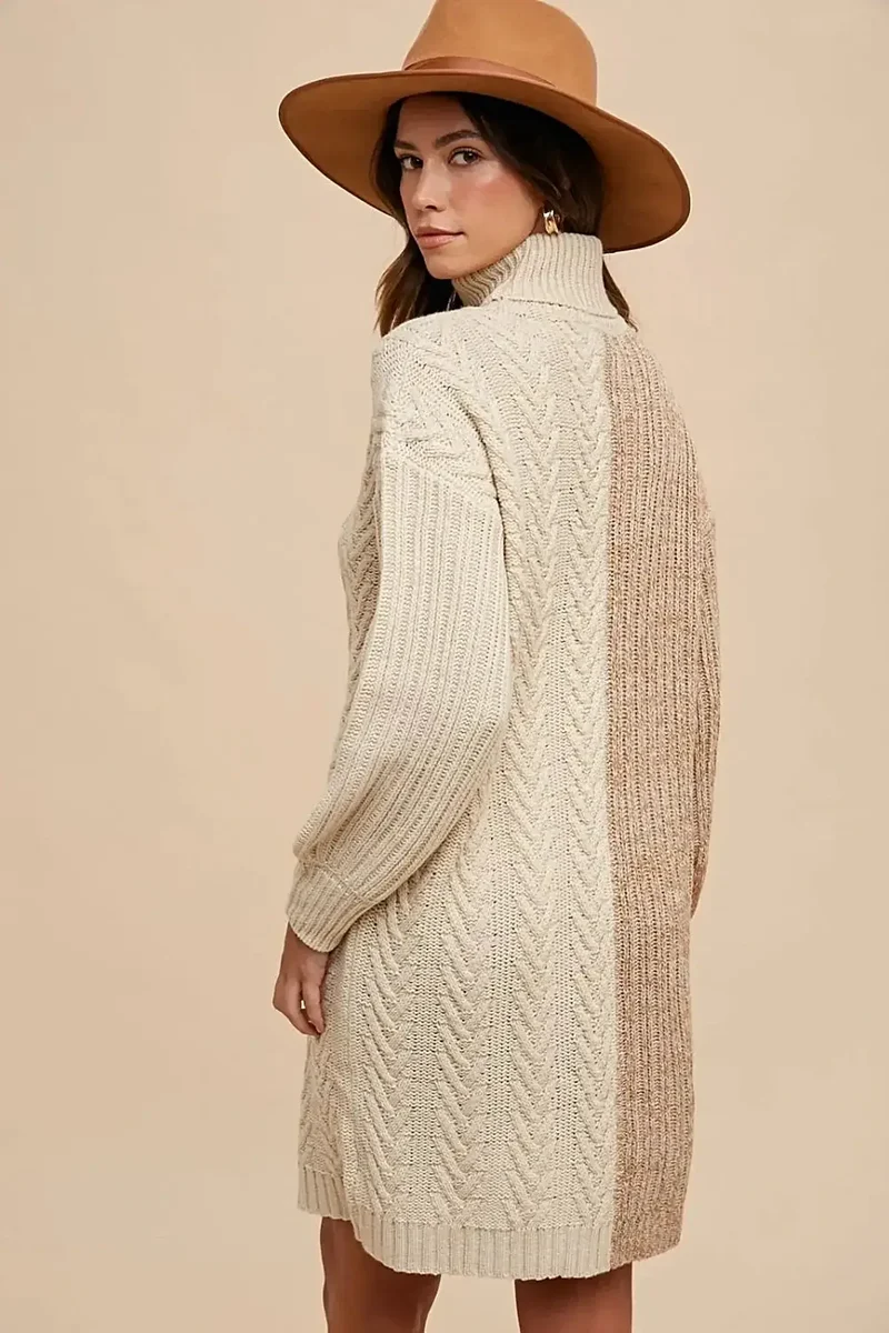 Annie Wear Color Block Ribtrui met col en comfortabele stretchpasvorm