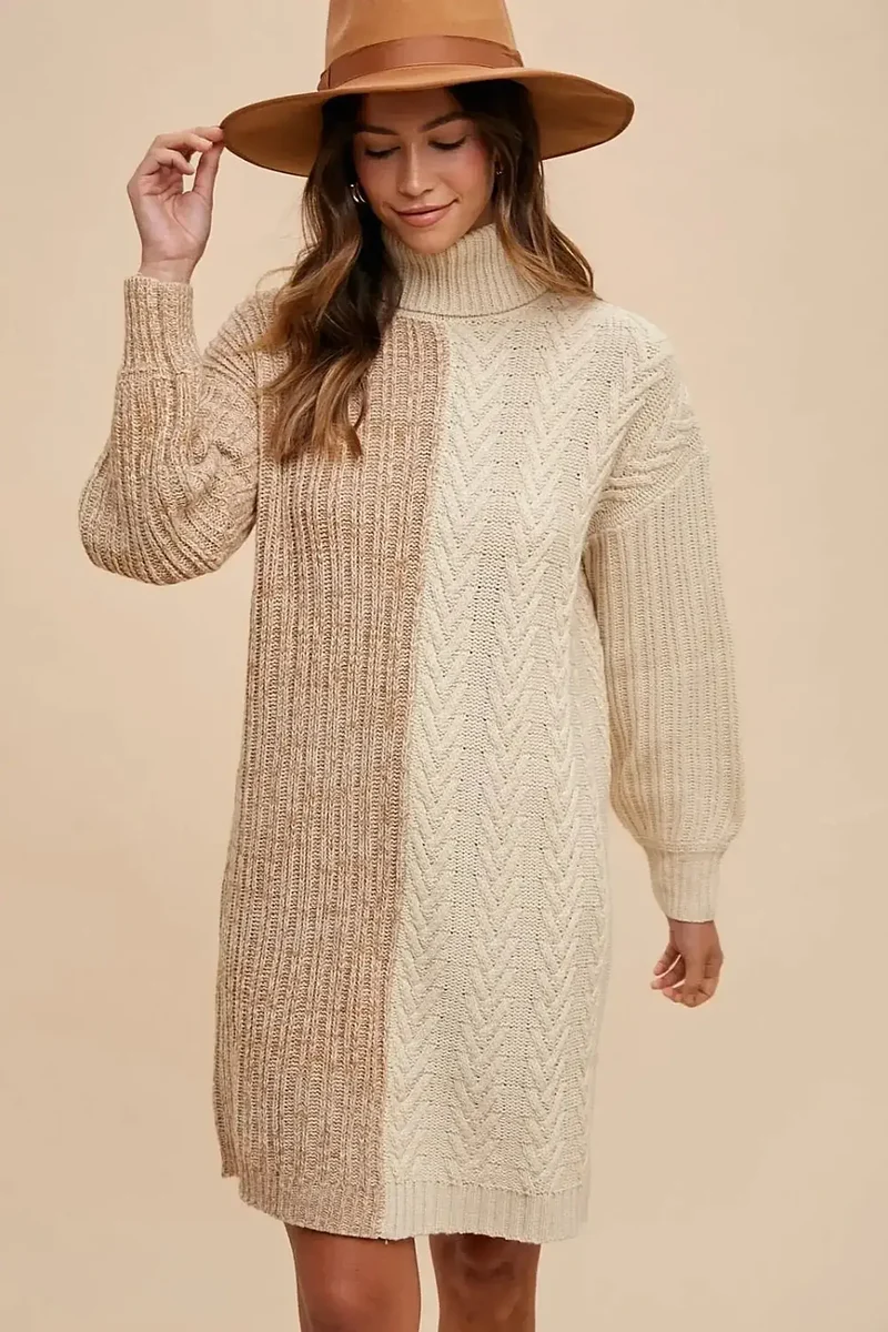 Annie Wear Color Block Ribtrui met col en comfortabele stretchpasvorm