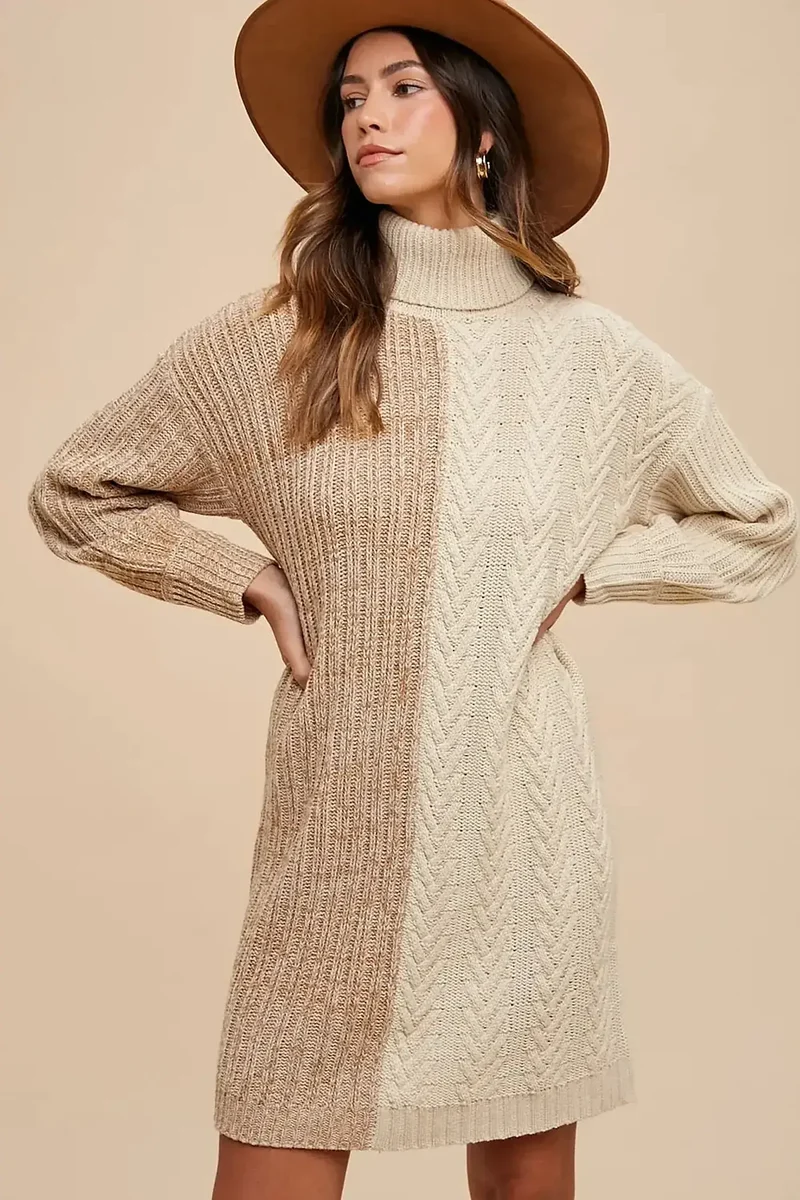 Annie Wear Color Block Ribtrui met col en comfortabele stretchpasvorm