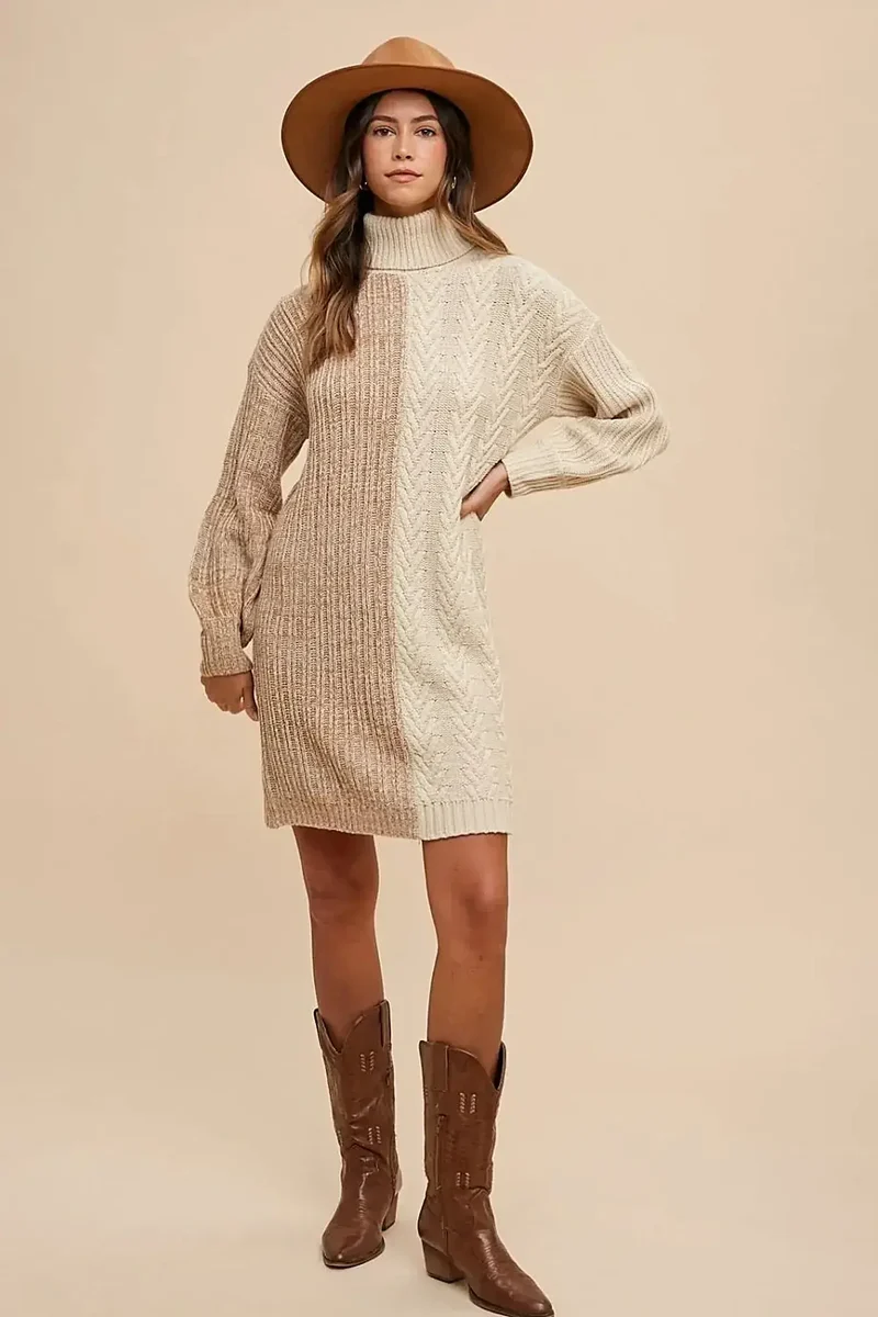 Annie Wear Color Block Ribtrui met col en comfortabele stretchpasvorm