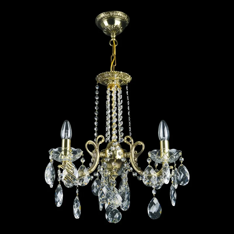 Casa Padrino Luxus Barock Kristall Kronleuchter Gold Ø 36 x H. 47 cm - Prunkvolle Messing Kronleuchter mit böhmischem Kristallglas - Barock Möbel - Edel & Prunkvoll