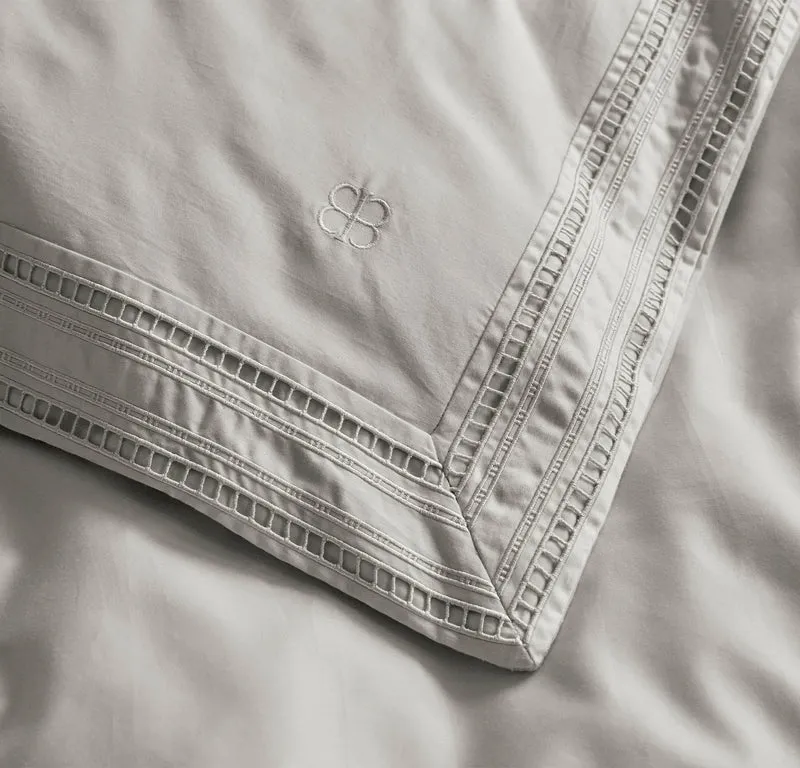 Signature Embellished Duvet Set - Mist/Mist Ladder Stitch