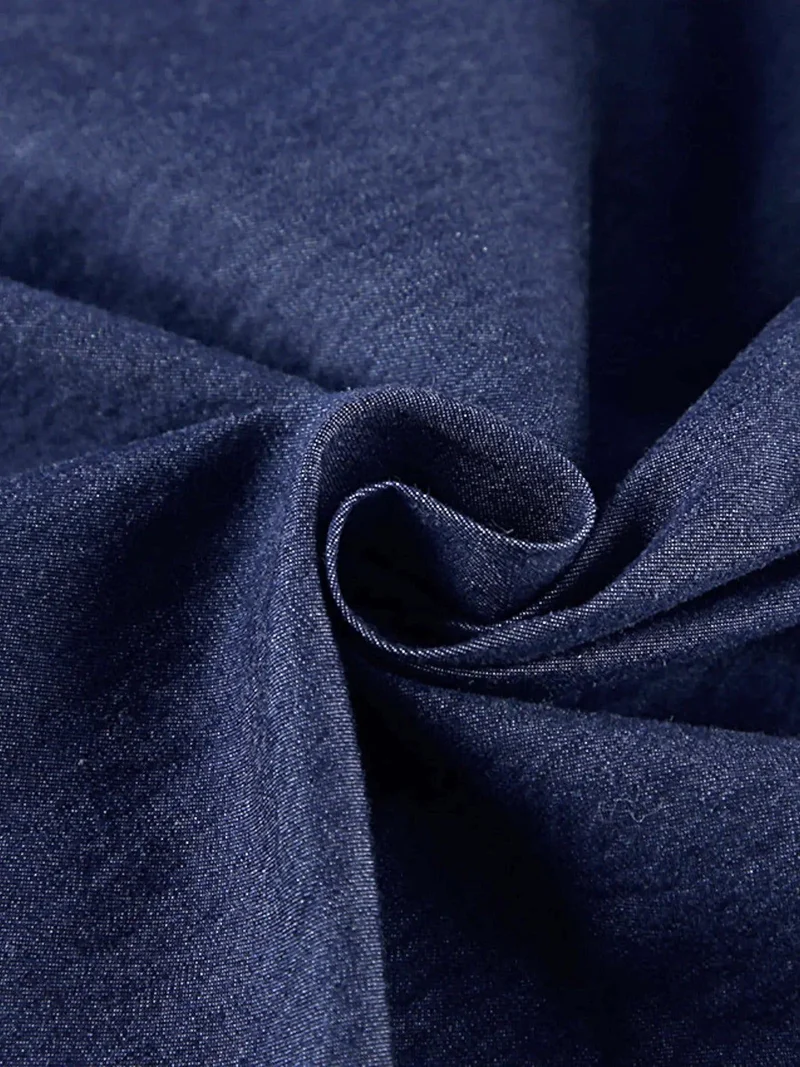 Chique denim outfit met strik aan de voorkant - 2-delige katoenen set met opvouwbaar ontwerp