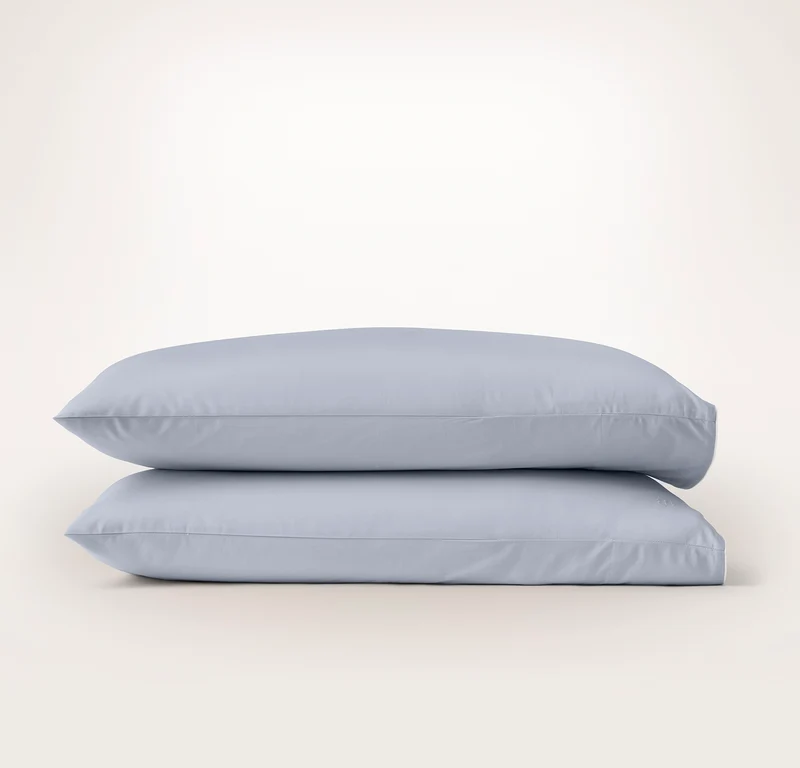 Percale Embellished Pillowcase Set - Hydrangea/White Piped Edge