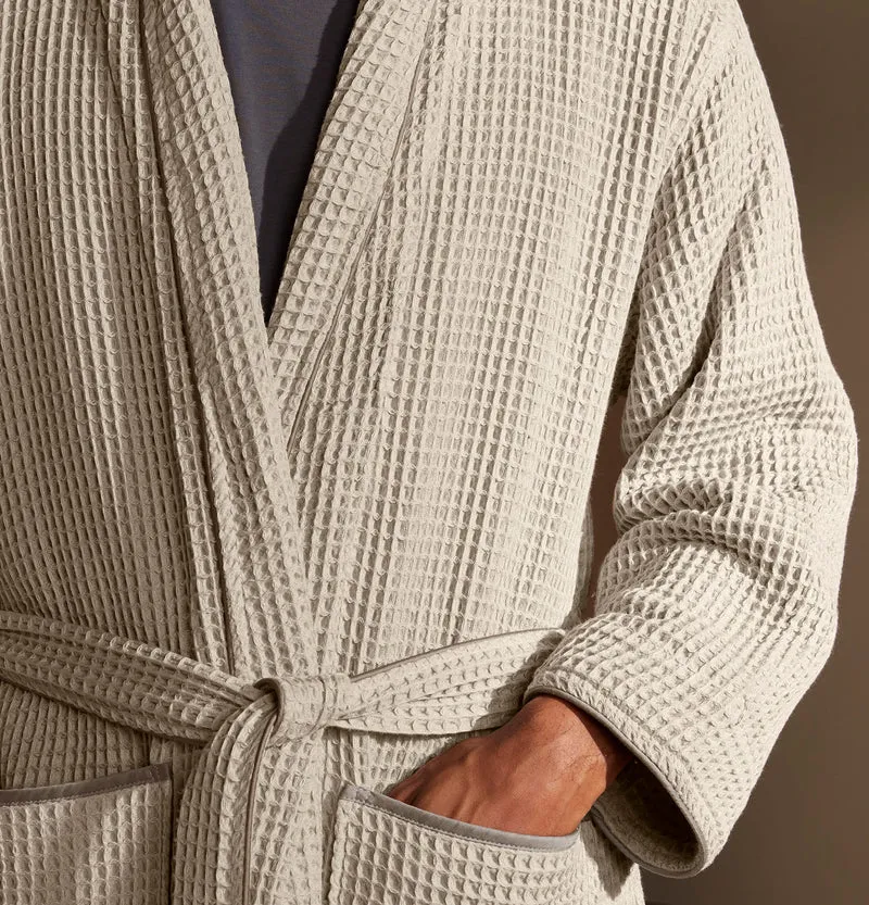 Waffle Robe - Pewter/Stone
