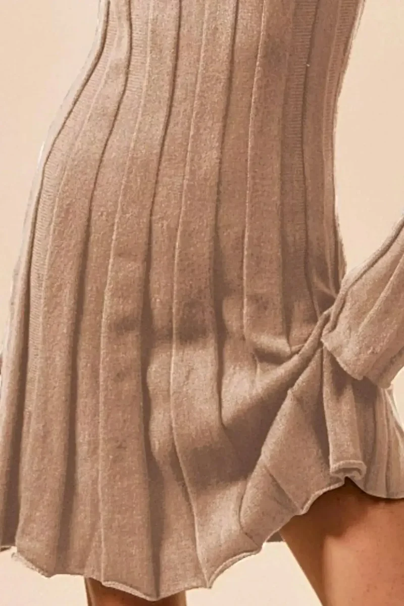 Geribbelde sweaterjurk, luxe mini-jurk met lange mouwen van viscosemix en stretchstof.