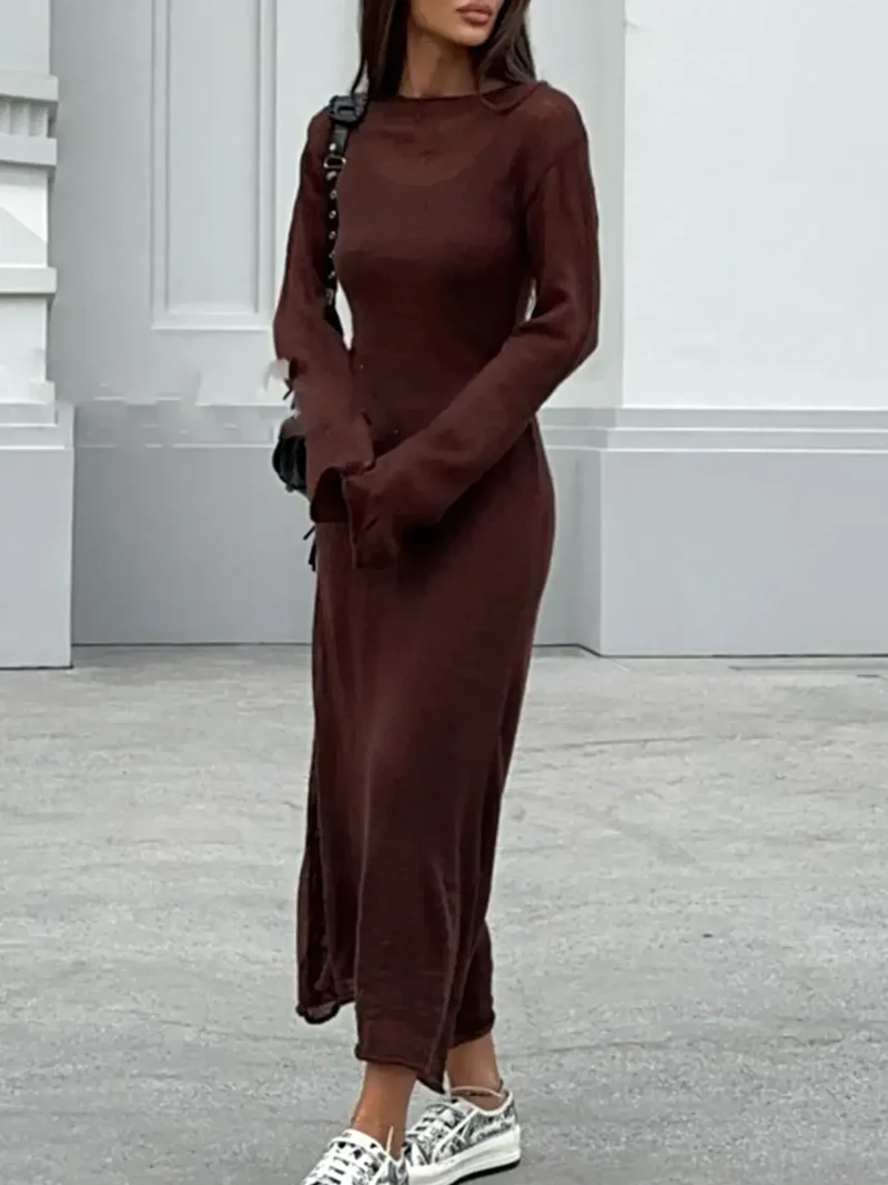 Dames gebreide camisole-jurk en bijpassende cover-up, tweedelige set, licht elastisch.