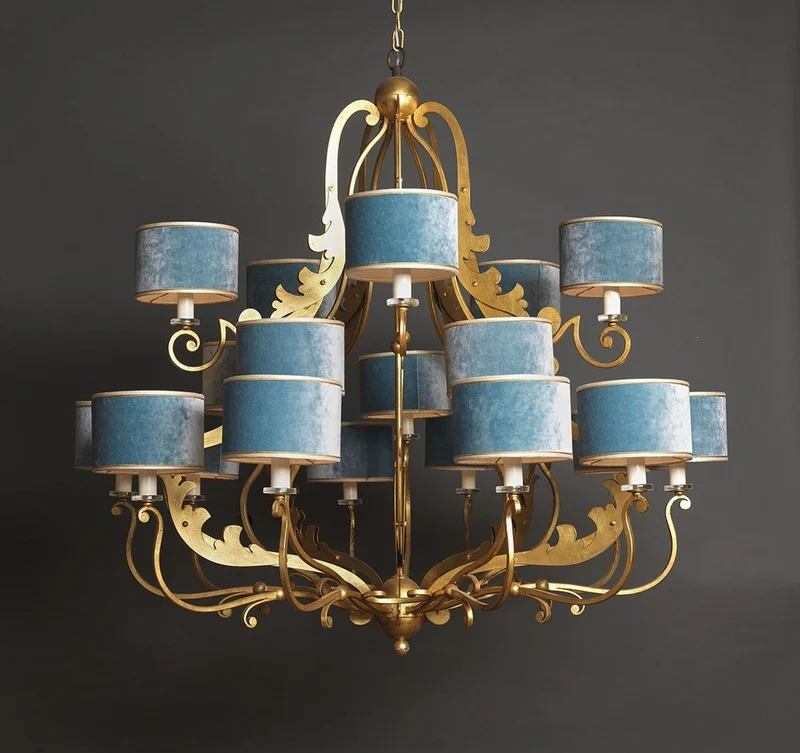 Casa Padrino Luxus Kronleuchter Gold Ø 110 x H. 110 cm - Handgefertigter Kronleuchter aus Schmiedeeisen - Luxus Kollektion - Edel & Prunkvoll