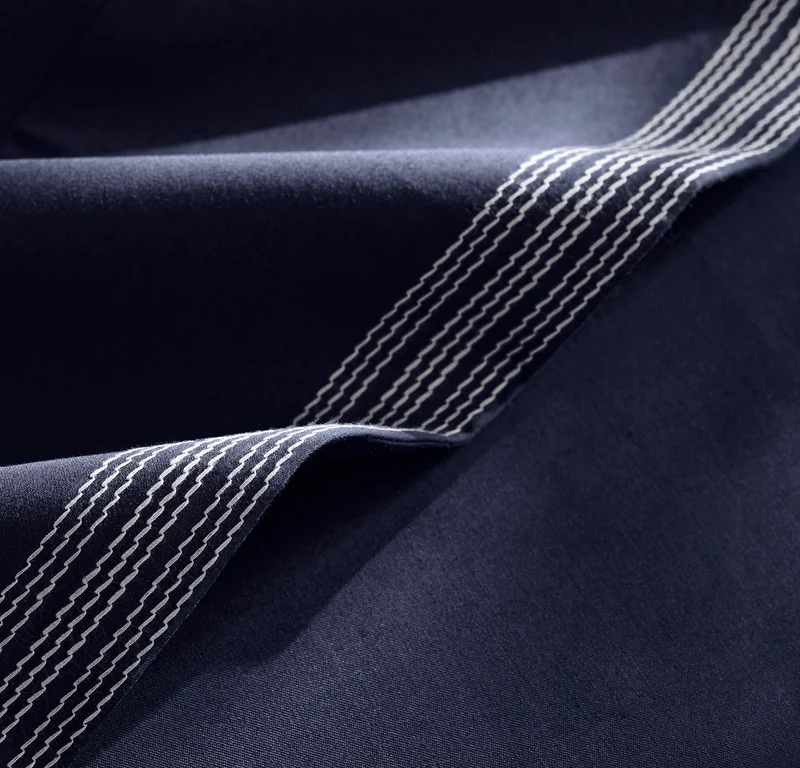 Percale Embellished Sheet Set - Coastal Navy/White Sail Stitch