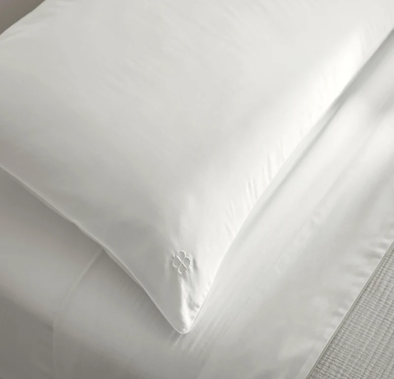 Percale Embellished Duvet Set - White/White Piped Edge