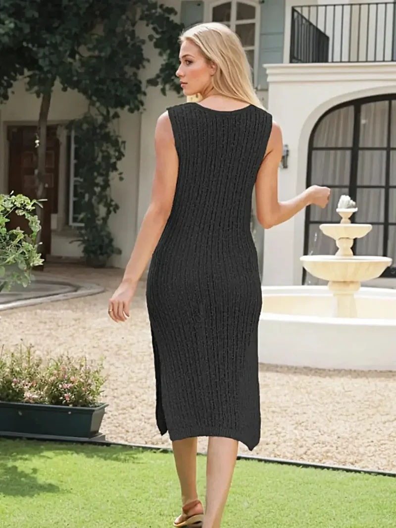 Damesjurk met zijsplit, ronde hals, gemiddelde stretch, 100% viscose breisel
