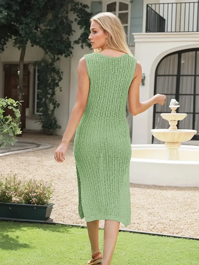 Damesjurk met zijsplit, ronde hals, gemiddelde stretch, 100% viscose breisel