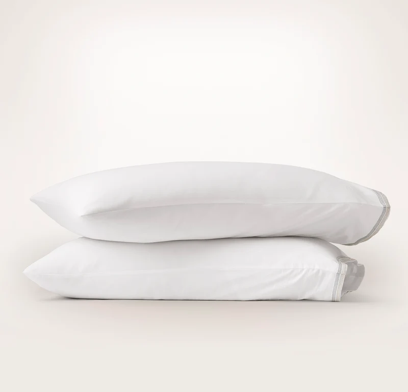 Signature Embellished Pillowcase Set - White/Shore/Sand Sail Stitch