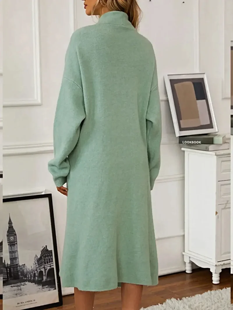 V-hals cami-jurk, tweedelige set met open vestje, zachte stretchstof