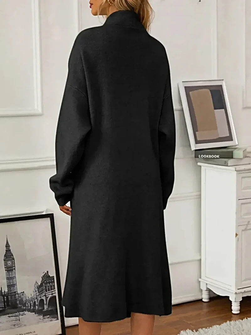 V-hals cami-jurk, tweedelige set met open vestje, zachte stretchstof