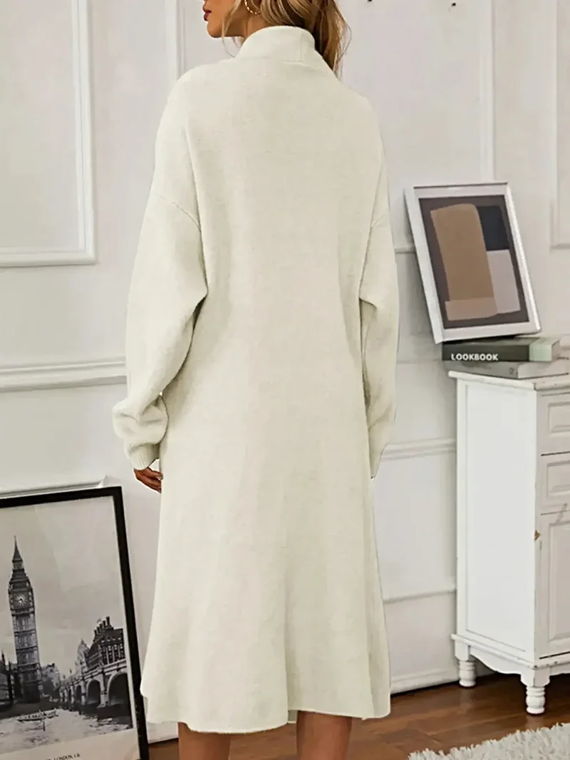 V-hals cami-jurk, tweedelige set met open vestje, zachte stretchstof