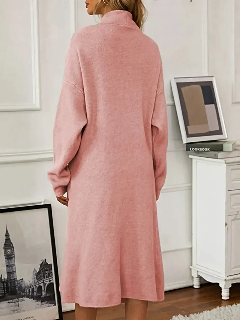 V-hals cami-jurk, tweedelige set met open vestje, zachte stretchstof