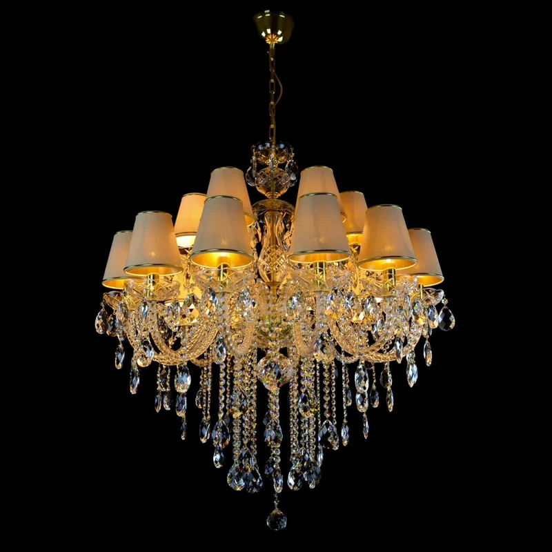 Casa Padrino Luxus Barock Kristall Kronleuchter Gold Ø 90 x H. 105 cm - Prunkvolle Messing Kronleuchter mit böhmischem Kristallglas - Barock Möbel - Edel & Prunkvoll