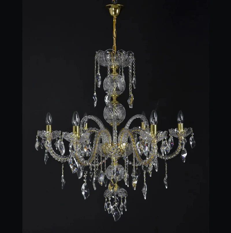 Casa Padrino Luxus Barock Kristall Kronleuchter Gold Ø 82 x H. 88 cm - Prunkvolle Messing Kronleuchter mit böhmischem Kristallglas - Barock Möbel - Edel & Prunkvoll