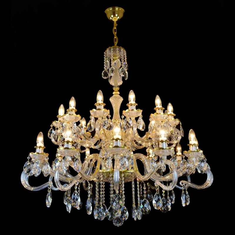 Casa Padrino Luxus Barock Kristall Kronleuchter Gold Ø 110 x H. 100 cm - Prunkvolle Messing Kronleuchter mit böhmischem Kristallglas - Barock Möbel - Edel & Prunkvoll