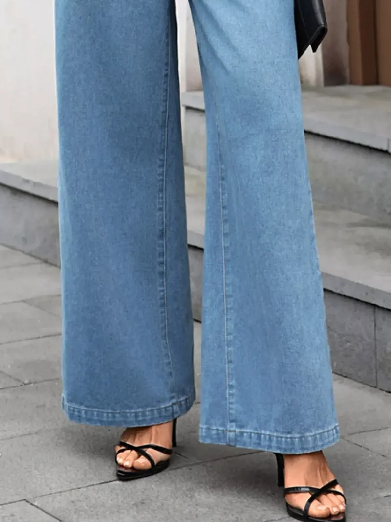 Stijlvolle mouwloze denim vestset met knoopsluiting en zakken - tweedelig ensemble