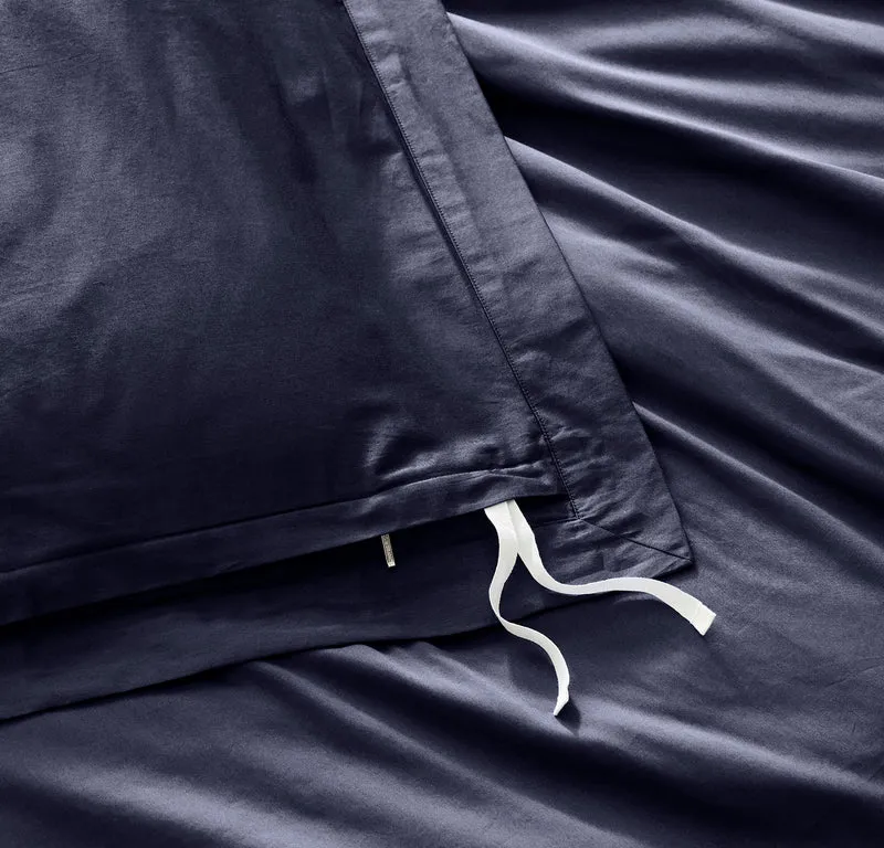 Percale Hemmed Duvet Set - Coastal Navy
