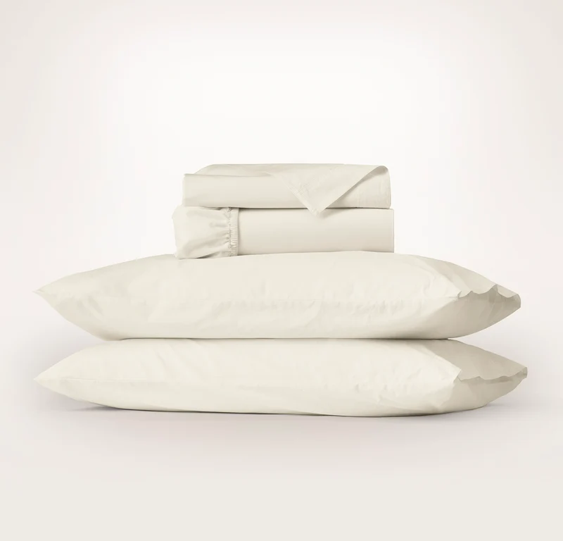 Percale Vintage Washed Sheet Set - Vintage Cream