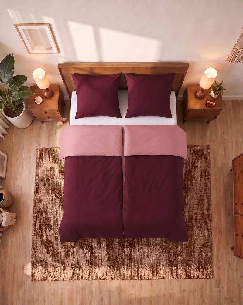 Zelesta Comfort Duo Nahtlose Bettdecke - Altrosa & Burgunderrot