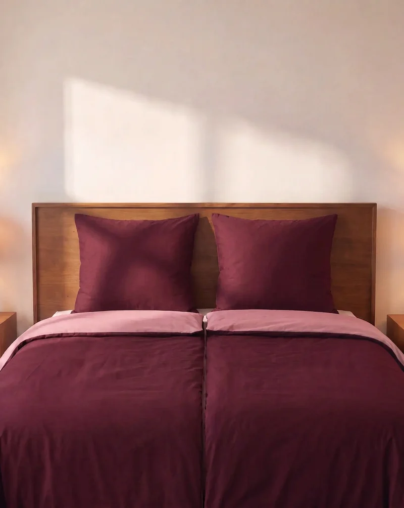 Zelesta Comfort Duo Nahtlose Bettdecke - Altrosa & Burgunderrot