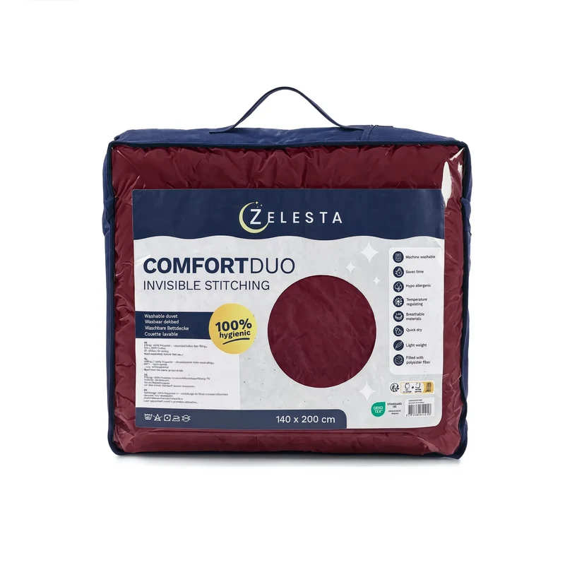 Zelesta Comfort Duo Nahtlose Bettdecke - Altrosa & Burgunderrot