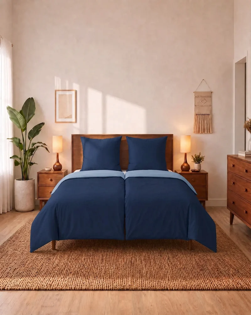 Zelesta Comfort Duo Nahtlose Bettdecke - Blau & Marineblau