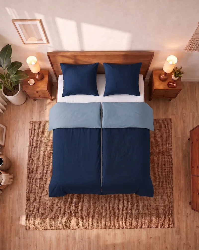 Zelesta Comfort Duo Nahtlose Bettdecke - Blau & Marineblau