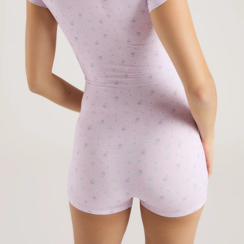 Modal Romper - Bloemig Lila