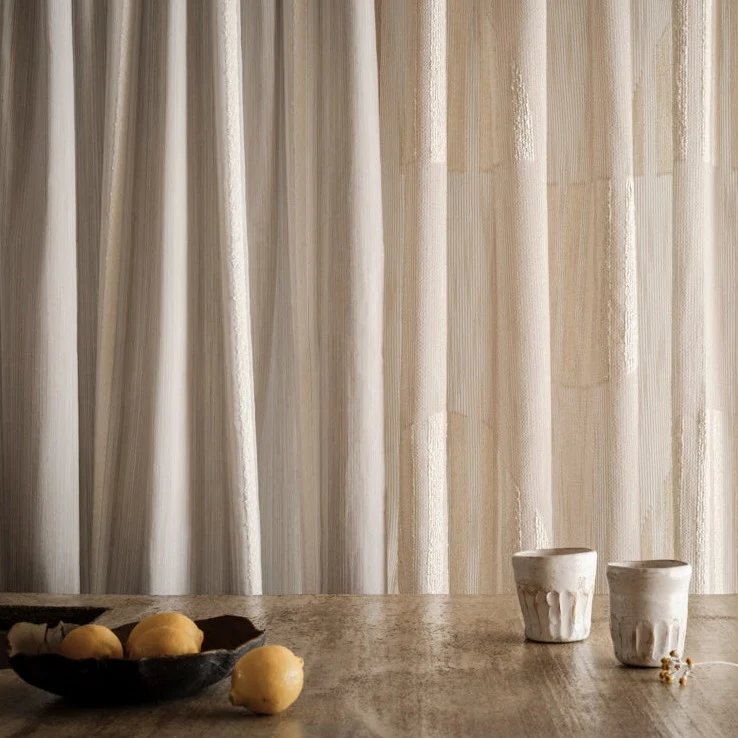 Gardinenstoff Bouclé Circles - linen 302 cm