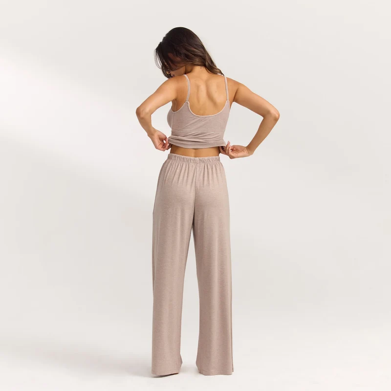 Modal Rechte Pyjama Broek - Bruin Marl