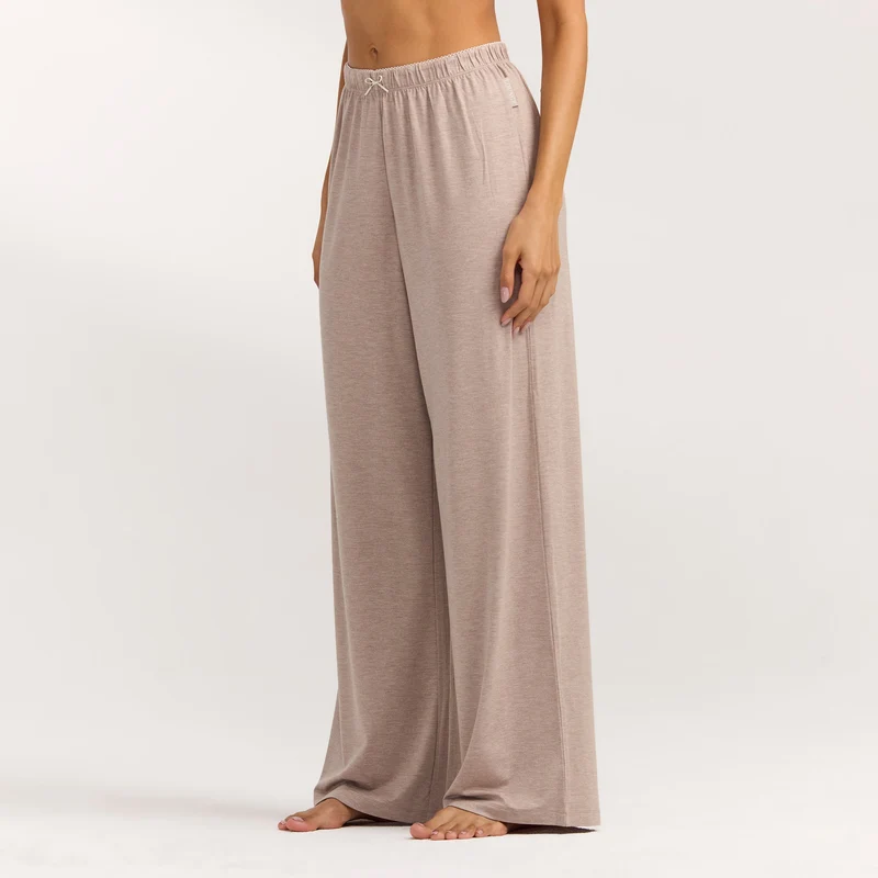 Modal Rechte Pyjama Broek - Bruin Marl