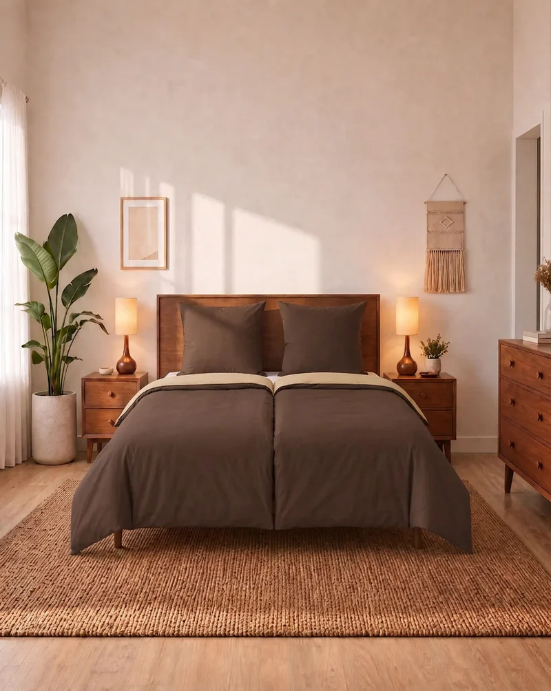 Zelesta Comfort Duo Nahtlose Bettdecke - Taupe & Braun