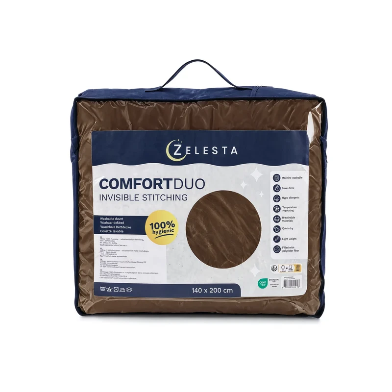 Zelesta Comfort Duo Nahtlose Bettdecke - Taupe & Braun