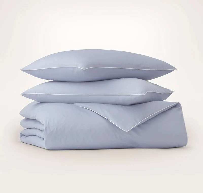 Signature Embellished Duvet Set - Hydrangea/White Piped Edge