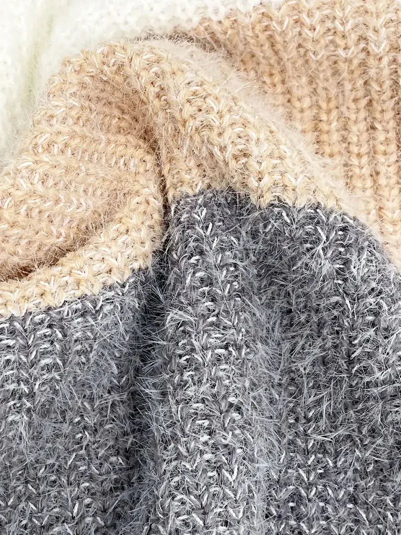 Trui-jurk met kleurblokken - Damesmodel met lange mouwen, licht elastisch, gebreid van een acrylmix
