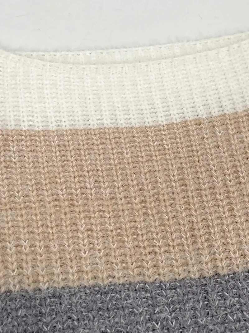 Trui-jurk met kleurblokken - Damesmodel met lange mouwen, licht elastisch, gebreid van een acrylmix