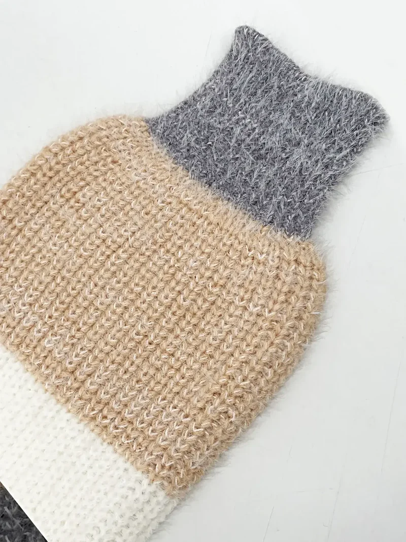 Trui-jurk met kleurblokken - Damesmodel met lange mouwen, licht elastisch, gebreid van een acrylmix