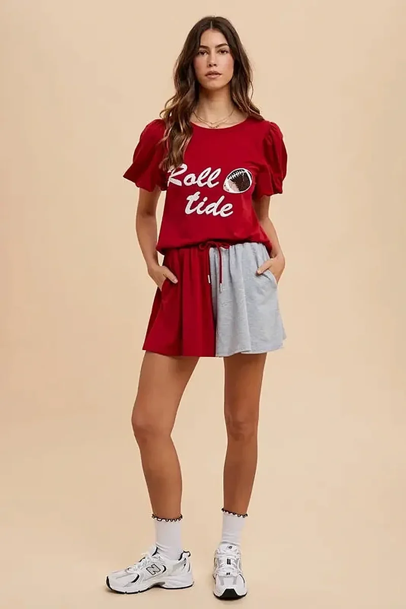 Color Block Flare Shorts - Zachte French Terry-stof, trekkoord, zakken, sportieve chique stijl