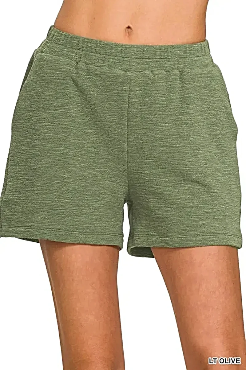 Katoenen shorts met slubstructuur voor dames en heren - Comfortabel, ademend ontwerp met trekkoord en zakken.
